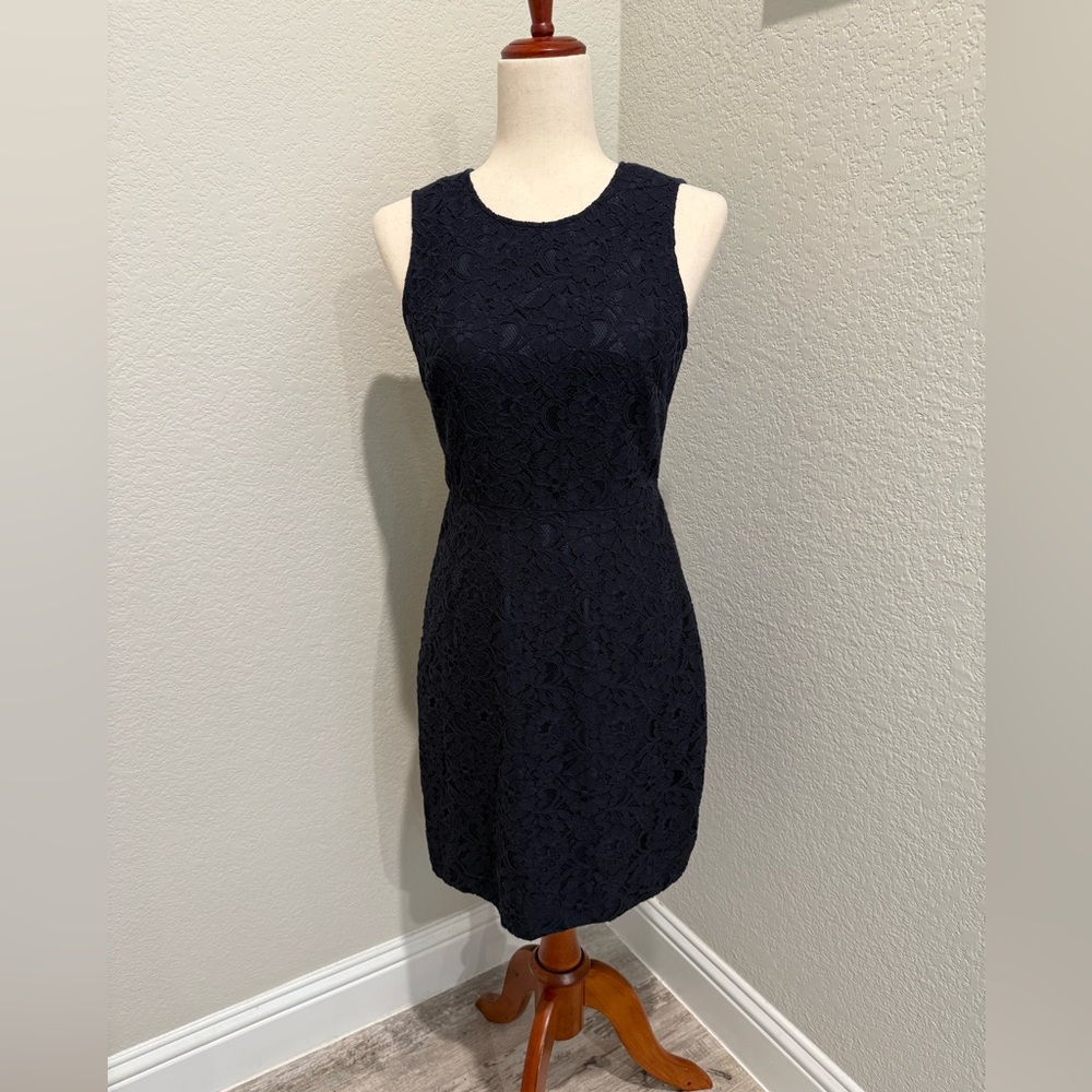 J. Crew Blue Sheath Mini Dress Sleeveless Crew Neck